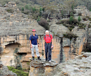 Brian Fox and Michael Keats above one of the deep slots in this area